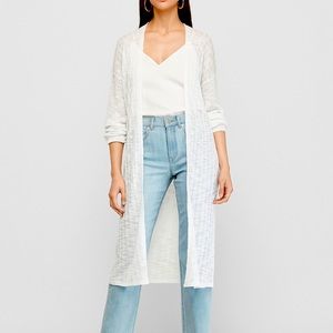 Ribbed long duster sweater